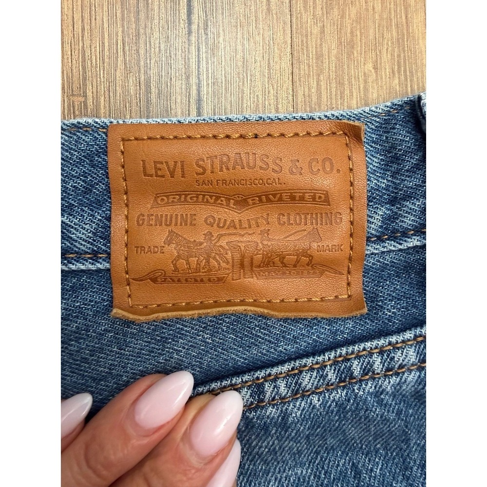 Levi's Ribcage Wide Leg Jeans 26 High Rise Straight Denim Blue Cotton - Picture 7 of 11